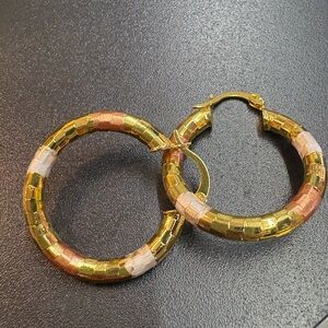 Elegant Gold and Rose Hoop Earrings
